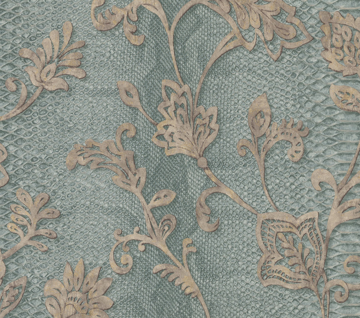 Brewster 2871-88729 Puglia Teal Python Arabesque Wallpaper