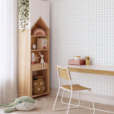 Galerie Bambino Watercolour Checks Blue Sidewall 290-2