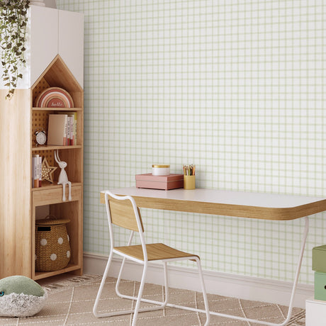 Galerie Bambino Watercolour Checks Green Sidewall 290-4
