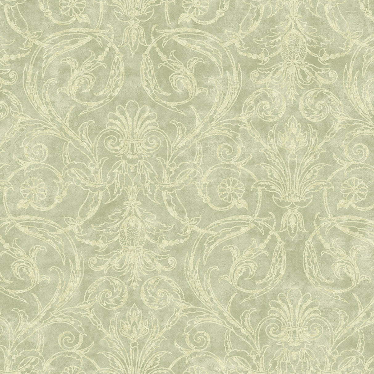 Fairwinds Studio 290-50104 Green Acanthus Leaf Cameo Wallpaper