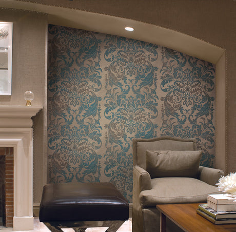 Fairwinds Studio 290-50204 Flax Damask Wallpaper