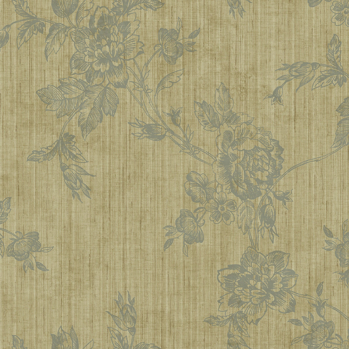 Fairwinds Studio 290-50907 Khaki Tonal Rose Trail Wallpaper