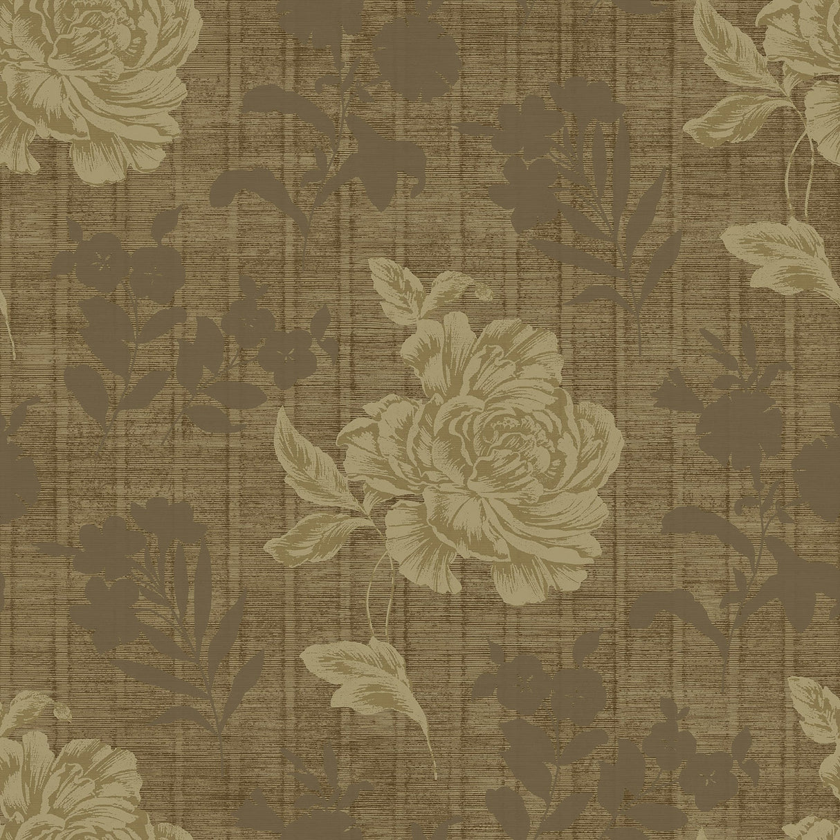 Fairwinds Studio 290-51006 Brown Horizontal Slub Floral Wallpaper