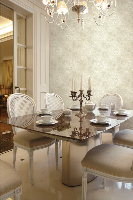 Fairwinds Studio 290-51007 Dove Horizontal Slub Floral Wallpaper