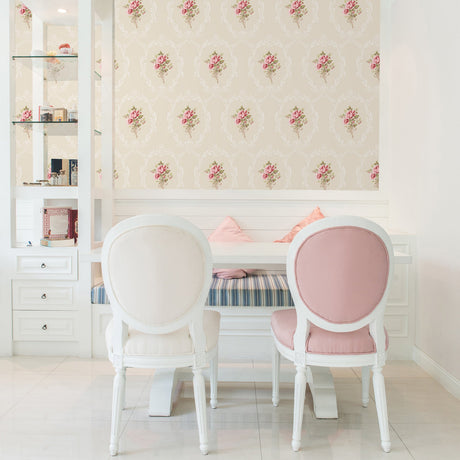 Fine Decor 2900-23215 Camellia Gold Floral Cameo Wallpaper