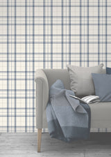 Fine Decor 2900-40541 Cambridge Blue Plaid Wallpaper