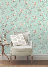 Fine Decor 2900-40768 Chinoiserie Seafoam Floral Wallpaper