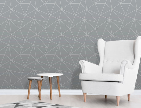Fine Decor 2900-41987 Arken Silver Geometric Wallpaper