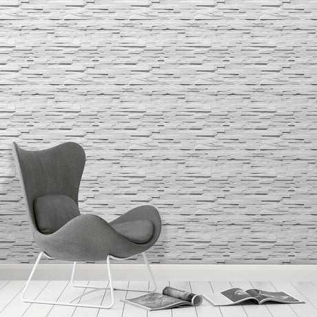 Fine Decor 2900-42023 White Ledgestone Wallpaper