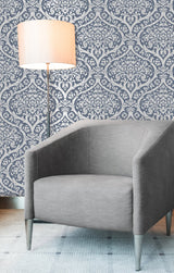 Fine Decor 2900-42531 Sandringham Blue Damask Wallpaper