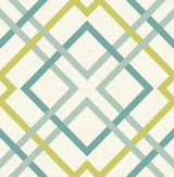 A-Street Prints 2901-22651 Saltire Emile Turquoise Lattice Wallpaper