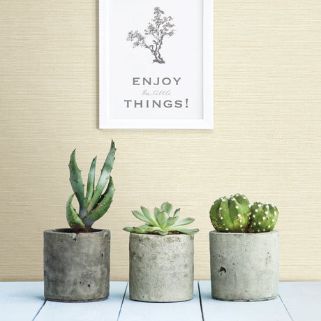 A-Street Prints 2901-24280 Agave Bliss Light Yellow Faux Grasscloth Wallpaper
