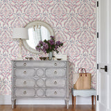 A-Street Prints 2901-25400 Featherton Coral Floral Damask Wallpaper