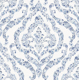 A-Street Prints 2901-25403 Featherton Blue Floral Damask Wallpaper