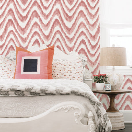 A-Street Prints 2901-25405 Bargello Red Faux Grasscloth Wave Wallpaper