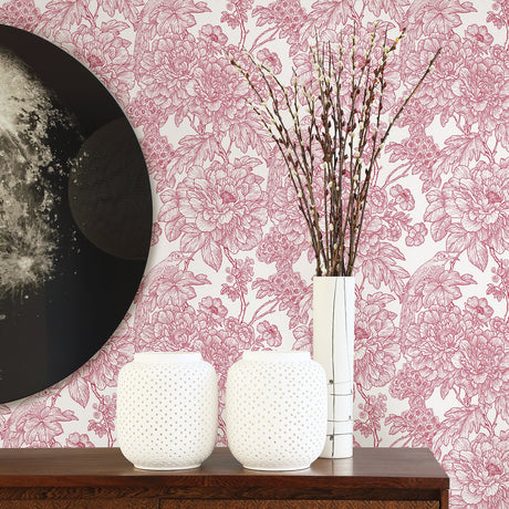 A-Street Prints 2901-25410 Birds of Paraside Breeze Red Floral Wallpaper