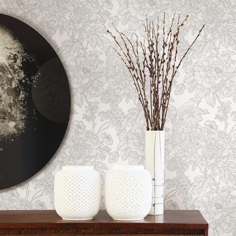A-Street Prints 2901-25412 Birds of Paraside Breeze Grey Floral Wallpaper
