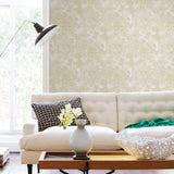 A-Street Prints 2901-25413 Birds of Paraside Breeze Mustard Floral Wallpaper