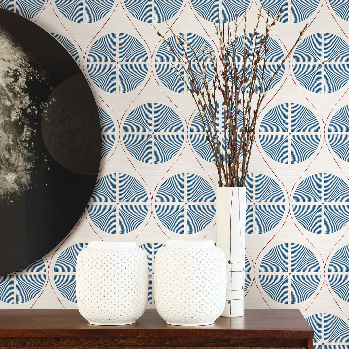 A-Street Prints 2901-25424 Luminary Blue Ogee Wallpaper
