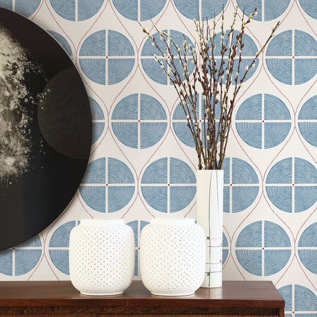 A-Street Prints 2901-25424 Luminary Blue Ogee Wallpaper