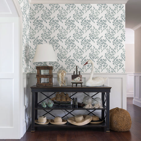 A-Street Prints 2901-25431 Arabesque Teal Floral Trail Wallpaper