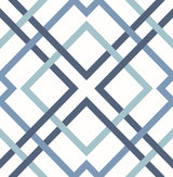 A-Street Prints 2901-25436 Saltire Emile Blue Lattice Wallpaper