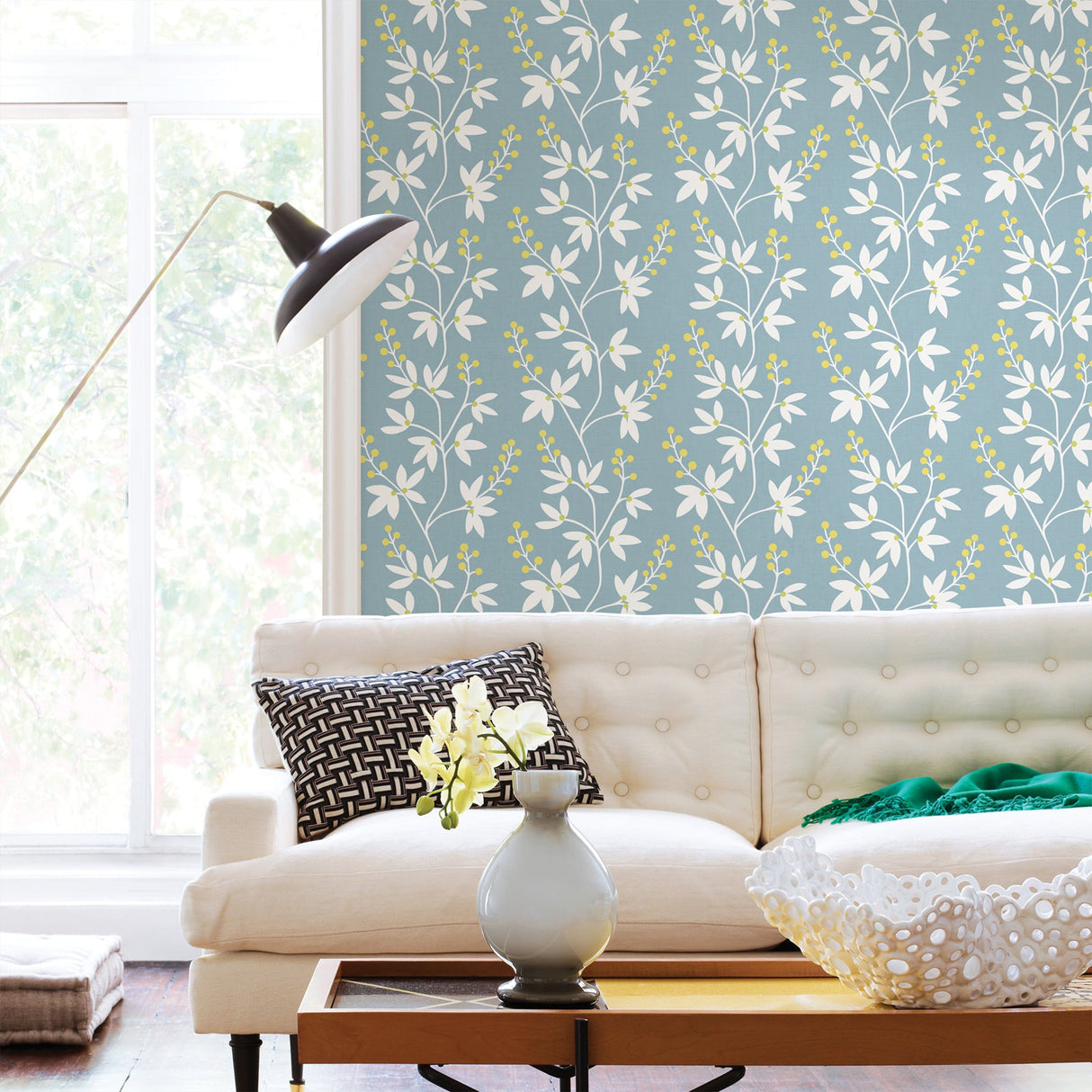 A-Street Prints 2901-25442 Linnea Elsa Light Blue Botanical Trail Wallpaper
