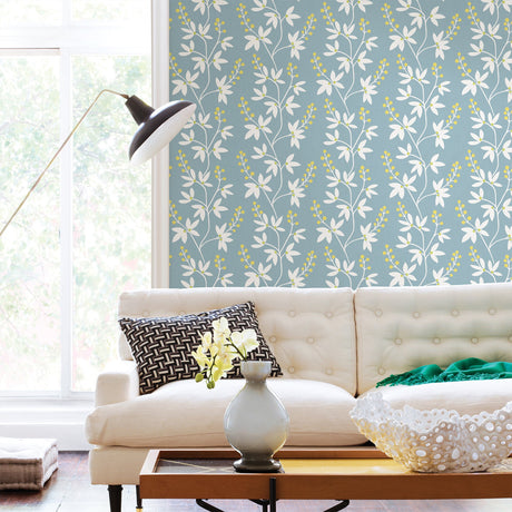 A-Street Prints 2901-25442 Linnea Elsa Light Blue Botanical Trail Wallpaper