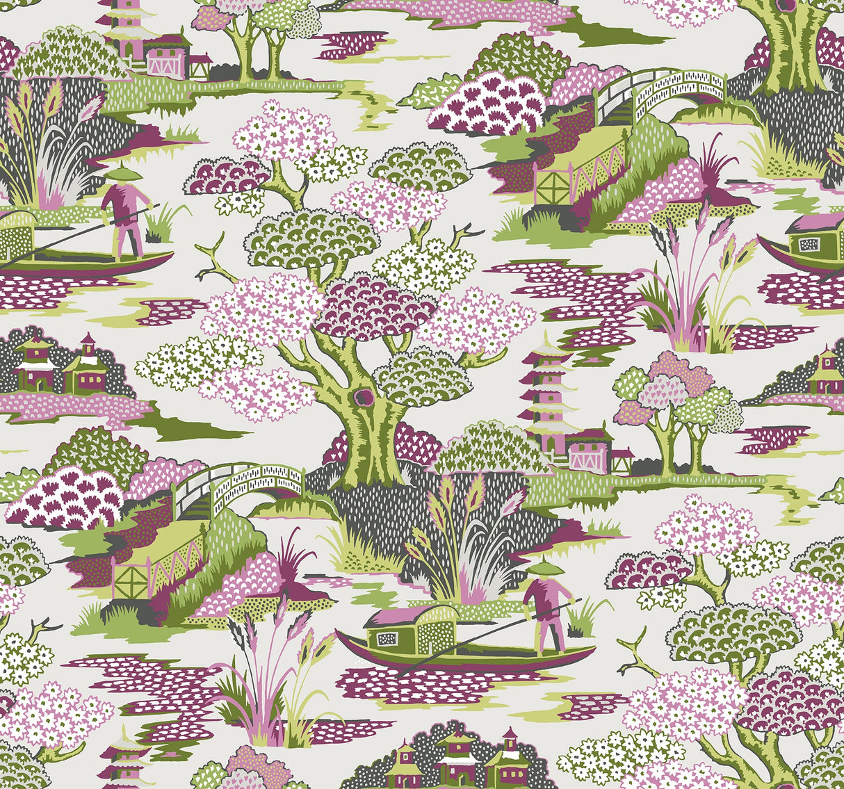A-Street Prints 2901-87506 Joy De Vie Magenta Toile Wallpaper