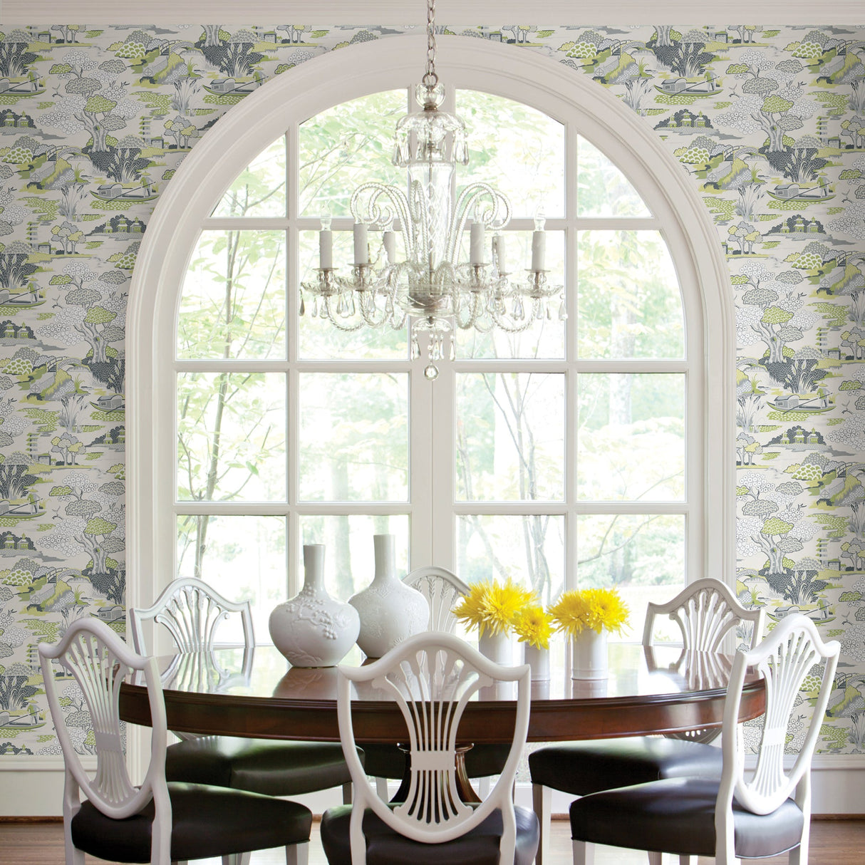 A-Street Prints 2901-87508 Joy De Vie Green Toile Wallpaper