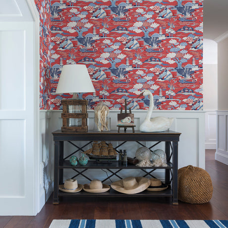 A-Street Prints 2901-87509 Joy De Vie Red Toile Wallpaper