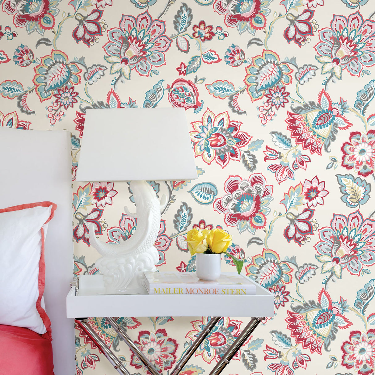 A-Street Prints 2901-87512 Corona Red Jacobean Wallpaper