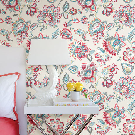 A-Street Prints 2901-87512 Corona Red Jacobean Wallpaper