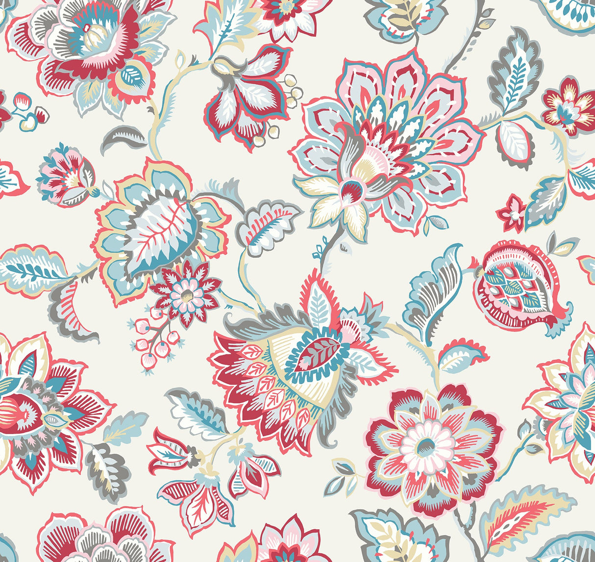 A-Street Prints 2901-87512 Corona Red Jacobean Wallpaper