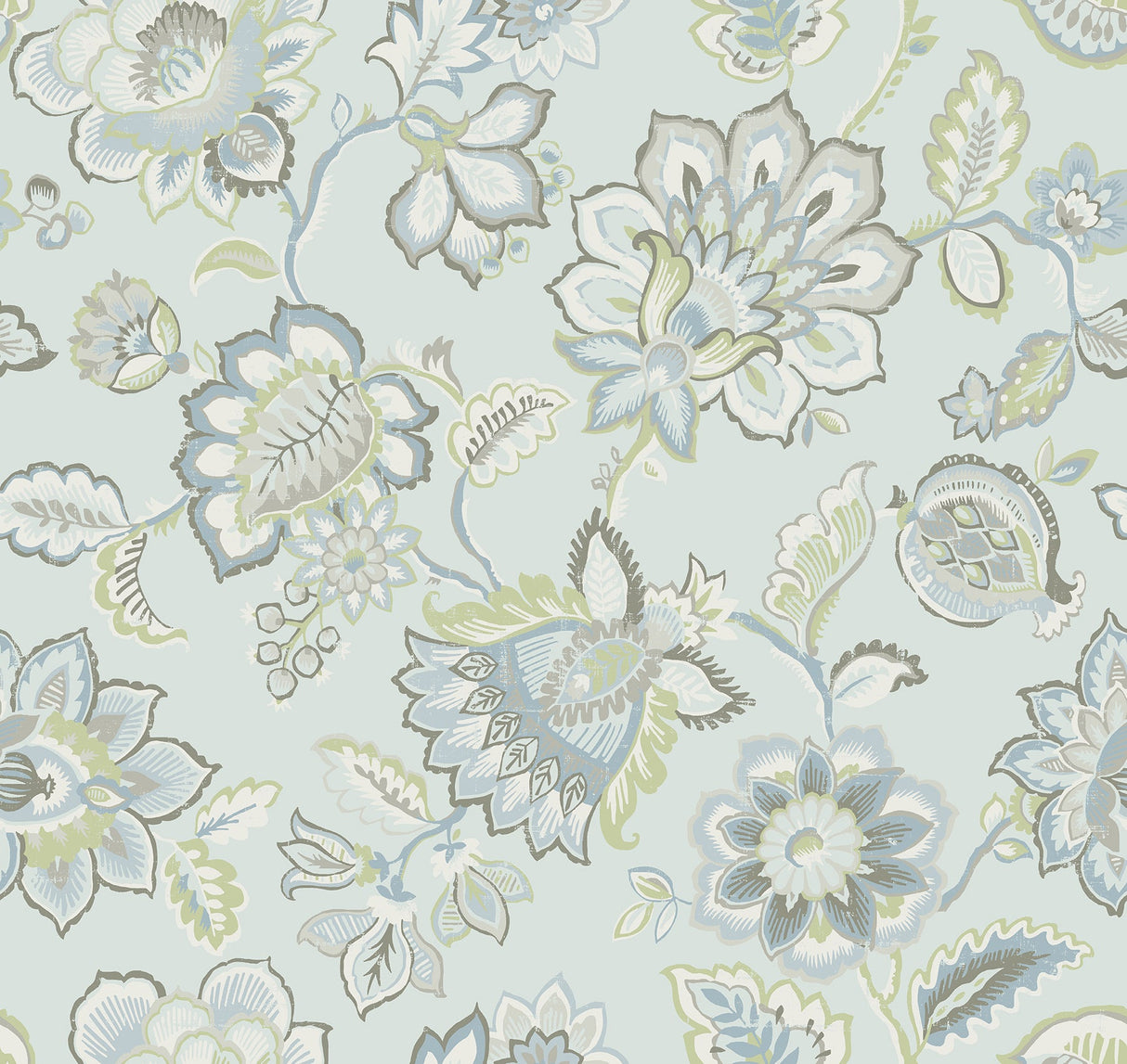 A-Street Prints 2901-87515 Corona Light Blue Jacobean Wallpaper