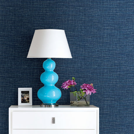 A-Street Prints 2903-24120 Exhale Dark Blue Faux Grasscloth Wallpaper
