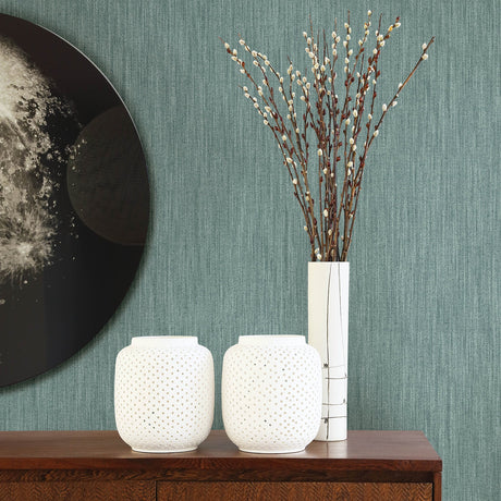 A-Street Prints 2903-25283 Chenille Teal Faux Linen Wallpaper