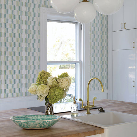 A-Street Prints 2903-25804 Burgen Teal Geometric Linen Wallpaper