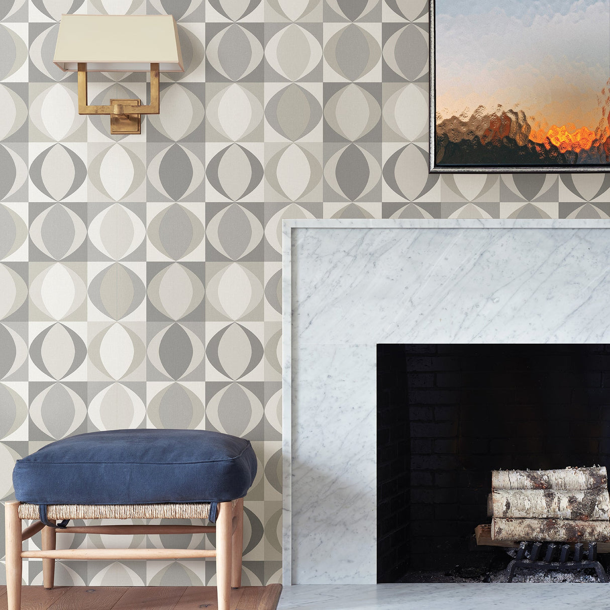 A-Street Prints 2903-25843 Archer Grey Linen Geometric Wallpaper