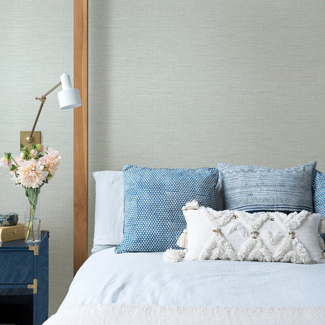 A-Street Prints 2903-25850 Exhale Light Blue Faux Grasscloth Wallpaper