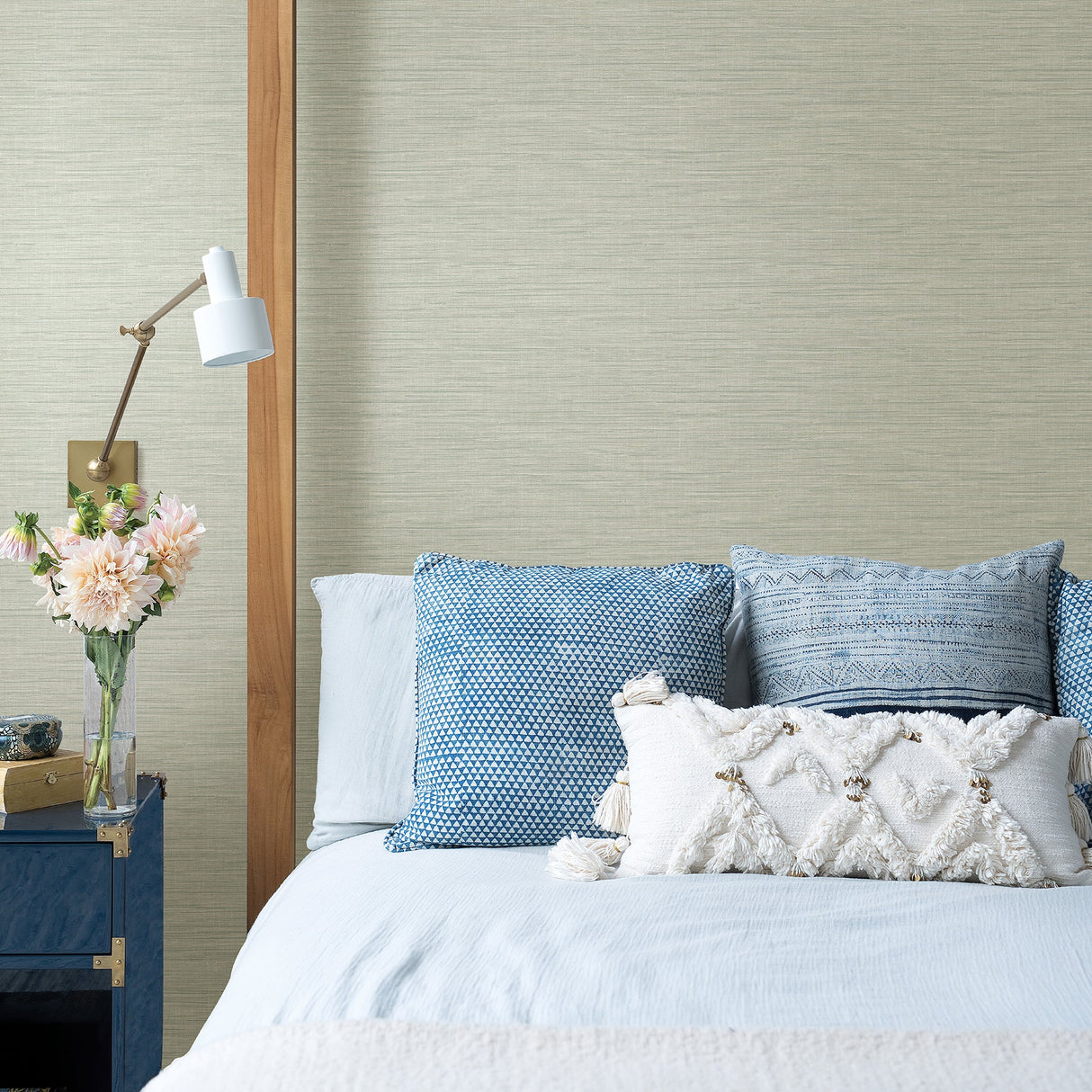 A-Street Prints 2903-25852 Exhale Teal Faux Grasscloth Wallpaper