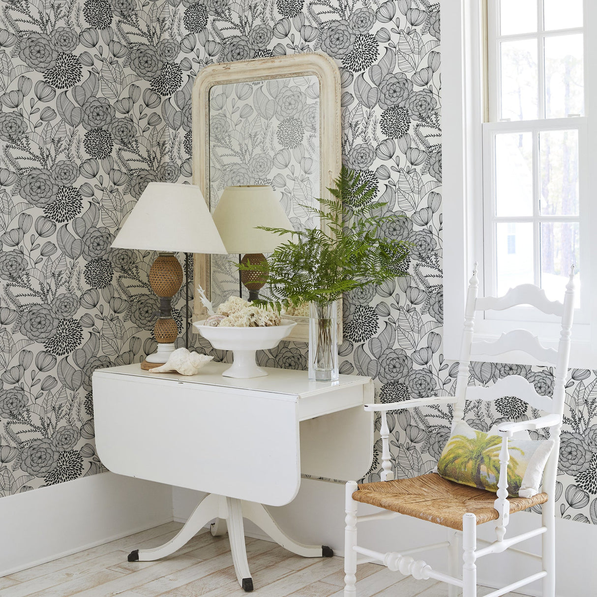 A-Street Prints 2903-25853 Alannah Black Botanical Wallpaper