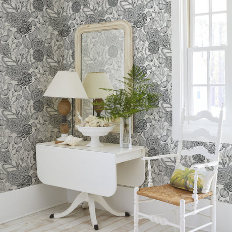 A-Street Prints 2903-25853 Alannah Black Botanical Wallpaper