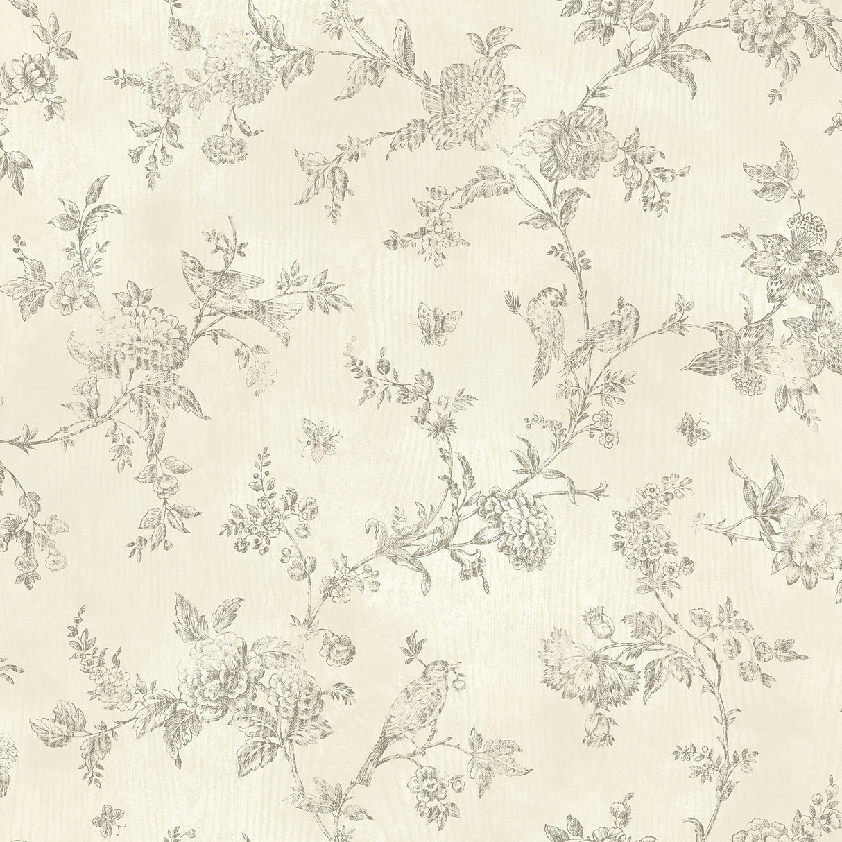 Brewster 2904-02193 French Nightingale Cream Trail Wallpaper