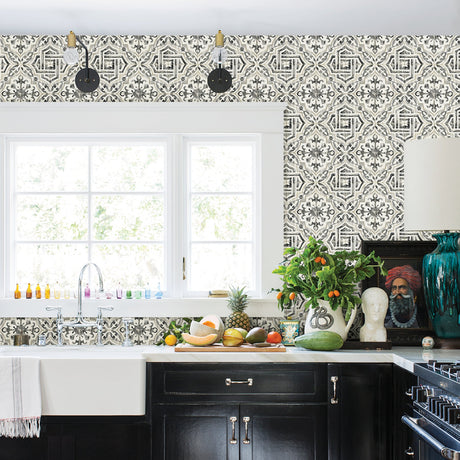 Brewster 2904-12331 Sonoma Charcoal Spanish Tile Wallpaper