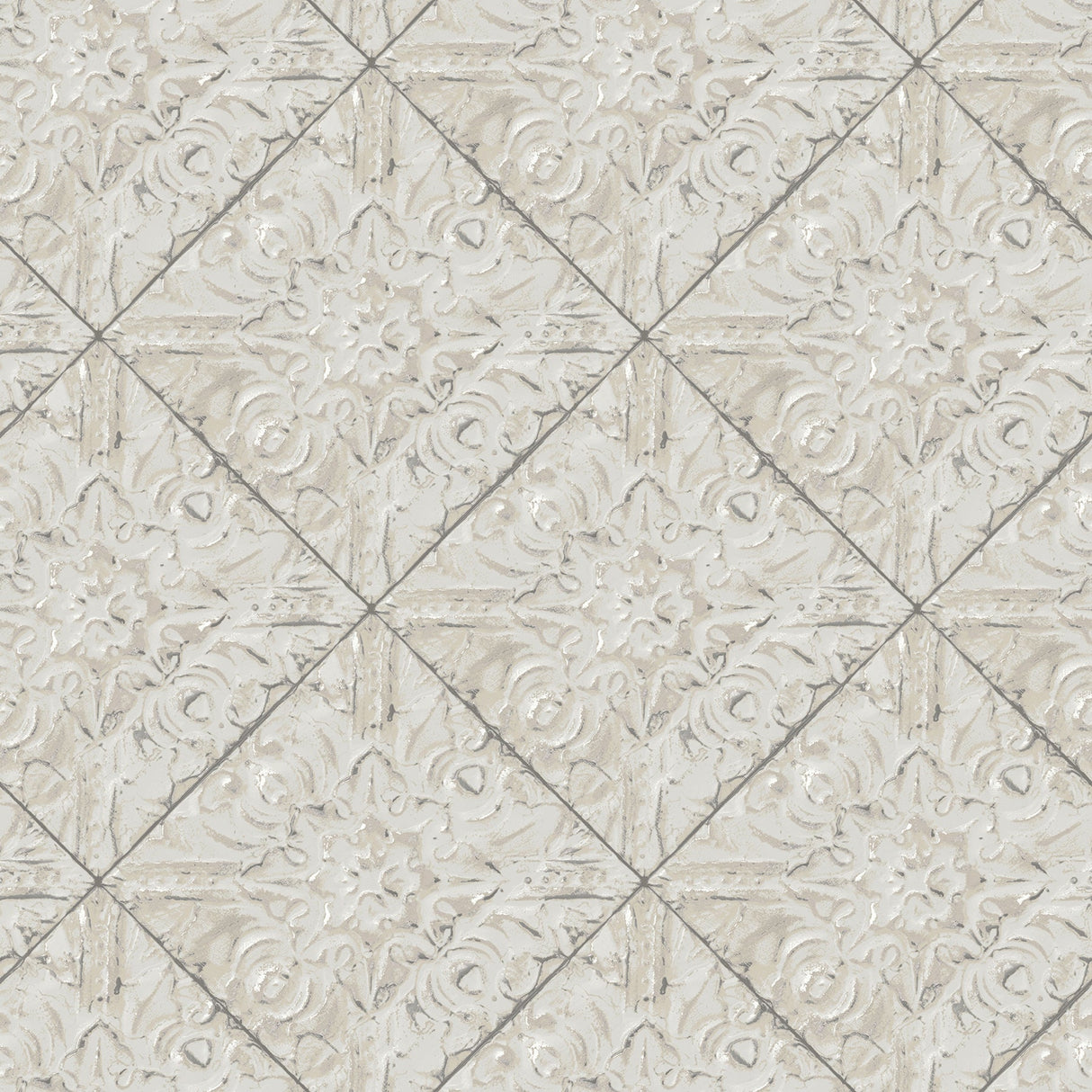 Brewster 2904-13094 Brandi Grey Tin Tile Wallpaper