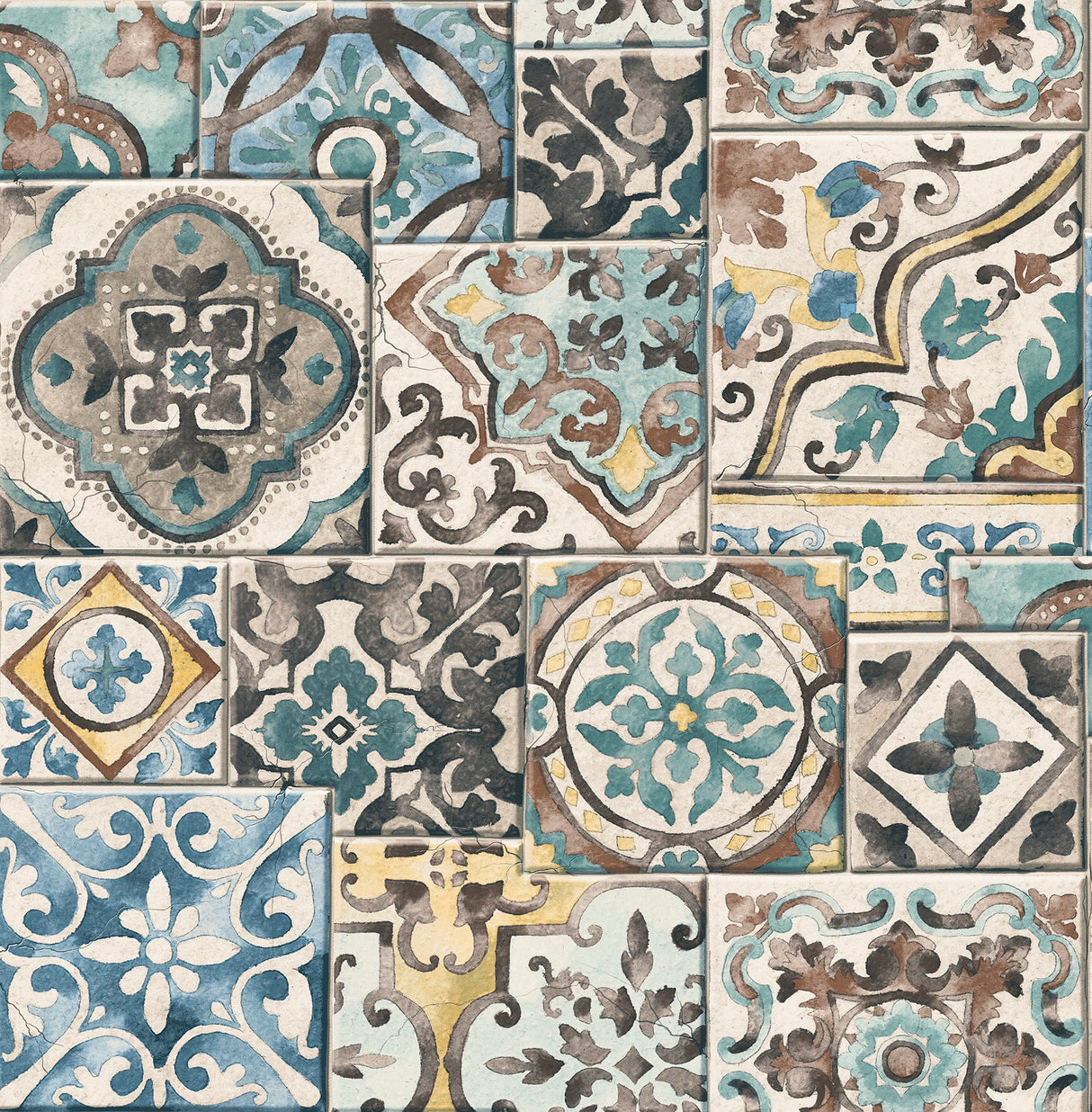 Brewster 2904-22315 Marrakesh Blue Global Tiles Wallpaper