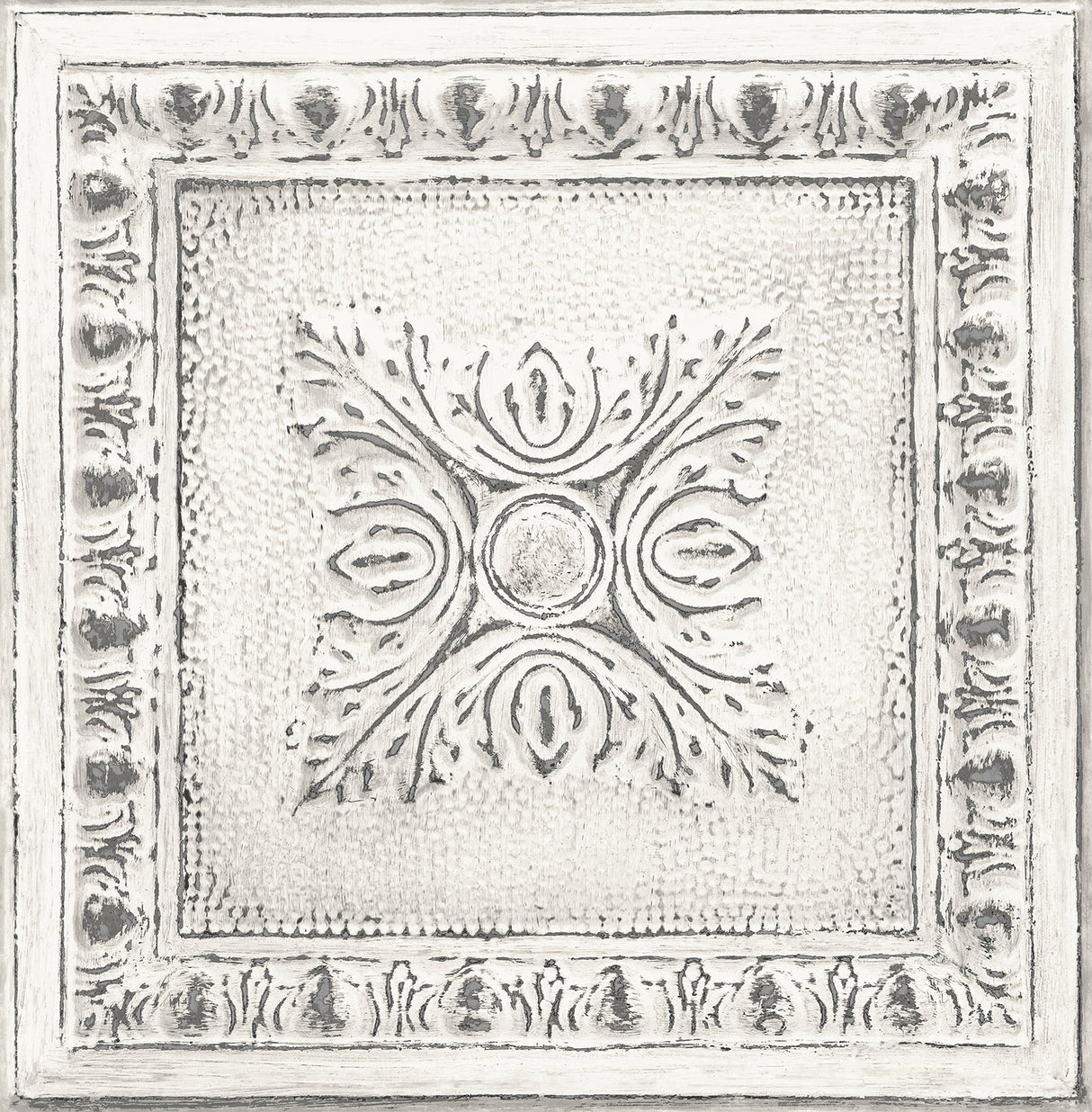 Brewster 2904-24031 Hazley White Ornamental Tin Tile Wallpaper