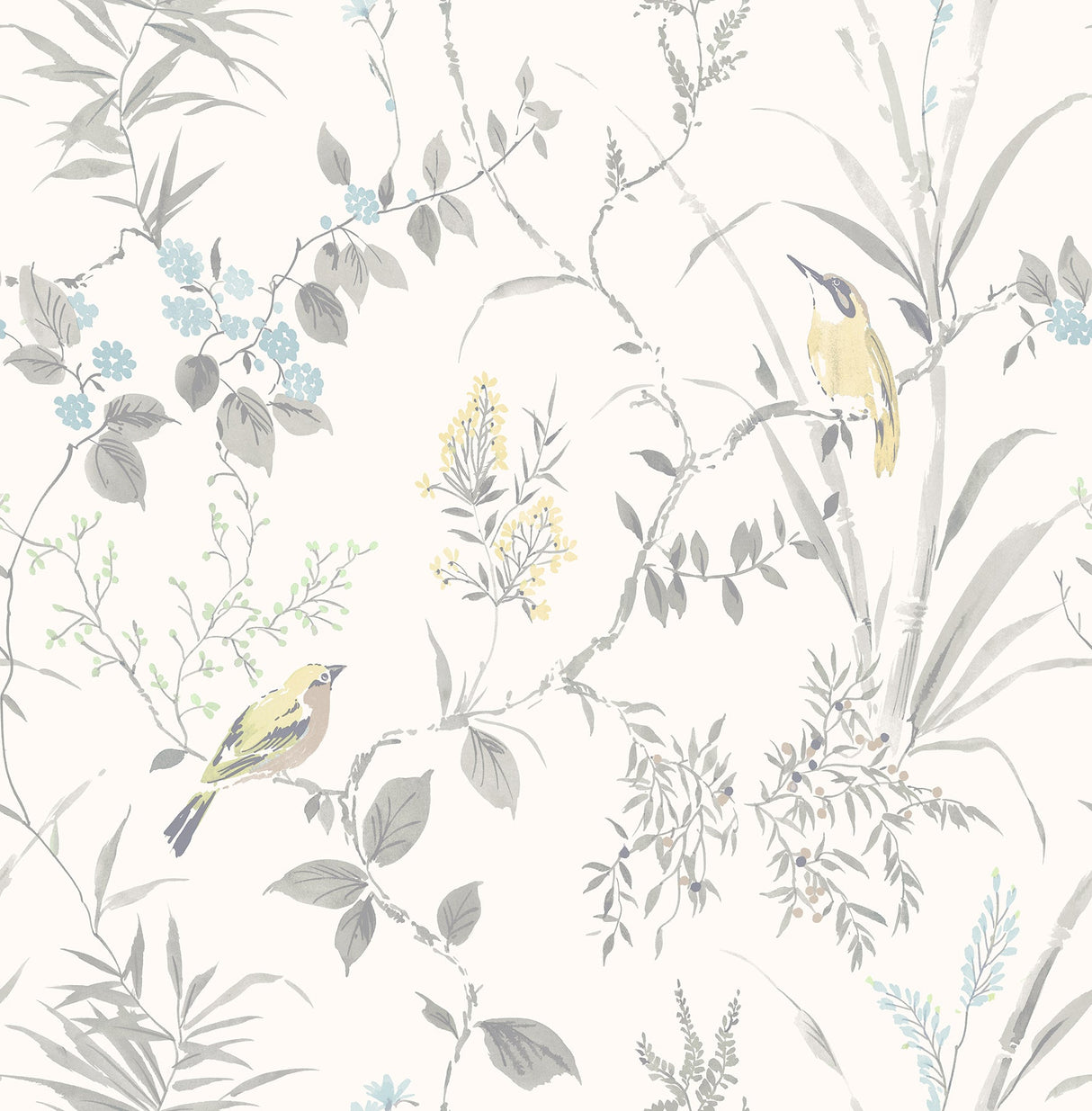 Brewster 2904-24172 Imperial Garden Light Grey Botanical Wallpaper