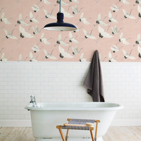 Brewster 2904-24305 Windsong Pink Bird Wallpaper